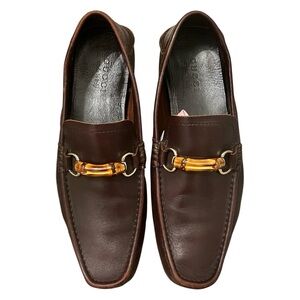 Vintage Gucci Bamboo Horsebit Leather Brown Men’s Loafers Size 9.5 Italy